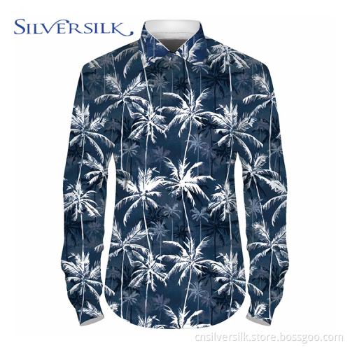 Hawaiian style palm tree print printing shirts